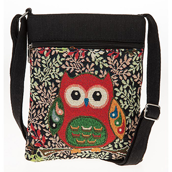 Owl Flat Shoulder Bag Black